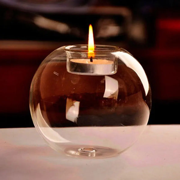 Bougeoir en Verre de Cristal — Décoration Élégante Table & Mariage