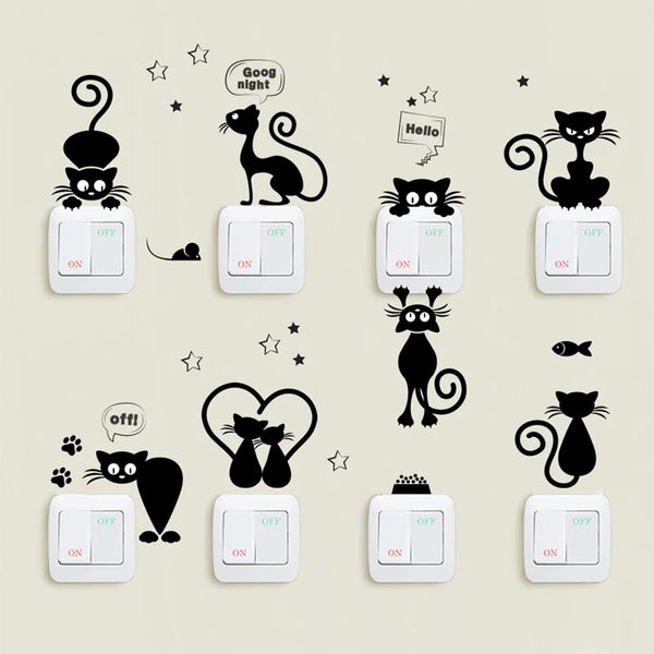 Sticker mural chat noir DIY autocollant décoratif salon PVC — Déco Dorée