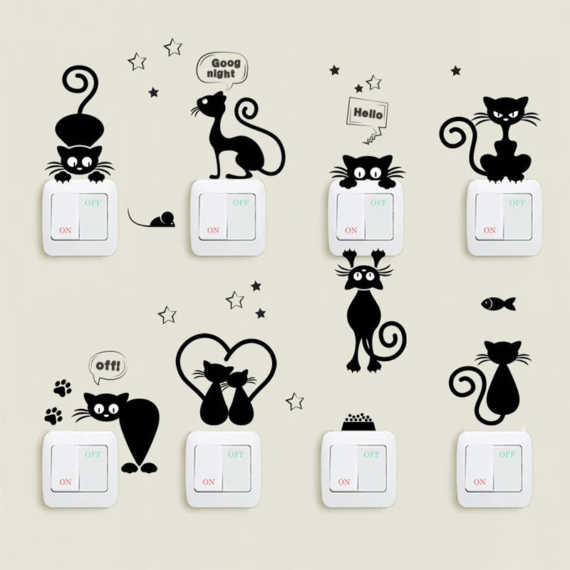 Sticker mural chat noir DIY autocollant décoratif salon PVC — Déco Dorée
