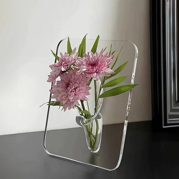 Vase Art Déco résine acrylique design géométrique transparent — Déco Dorée