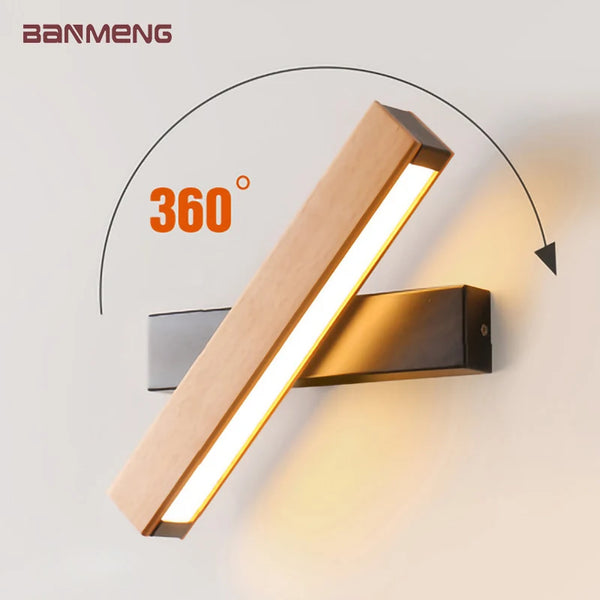 Applique Murale LED en Bois Massif — Design Scandinave Pivotante