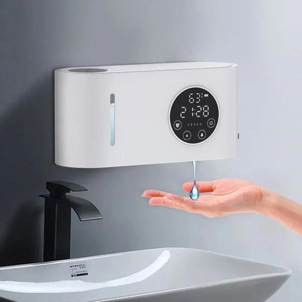 Distributeur de savon automatique capteur infrarouge sans contact, design élégant salle de bain