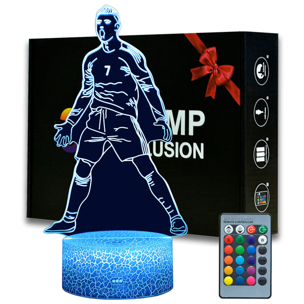 Veilleuse LED 3D Cristiano Ronaldo gravée laser 7 couleurs interrupteur tactile football
