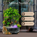 Fontaine de table zen avec brumisateur LED, rochers résine décoration feng shui bureau