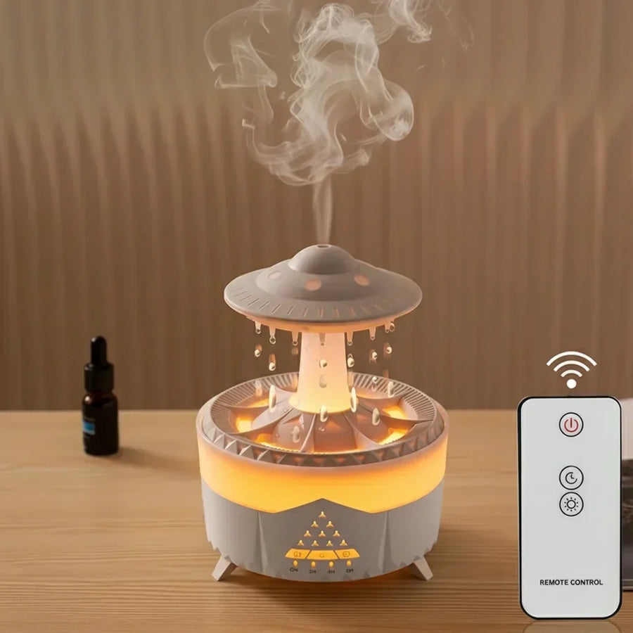 Humidificateur aromatique ultrasonique 350ml en bois naturel, diffuseur huiles essentielles LED
