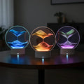 Lampe sablier particules colorées, vue de côté